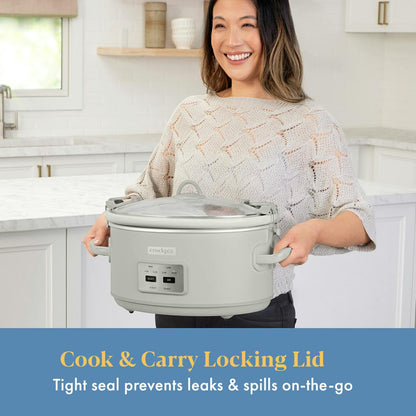 Crock-Pot® 7 Qt. Cook & Carry Programmable Slow Cooker with Carry Bag, Oat Milk Cream